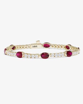 Melinda Maria Womens Maven Tennis Bracelet In Gold Ruby