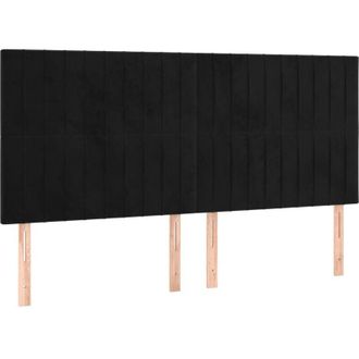 vidaXL Cabeceros 4 Unidades De Terciopelo Negro 90x5x78/88 Cm Vidaxl