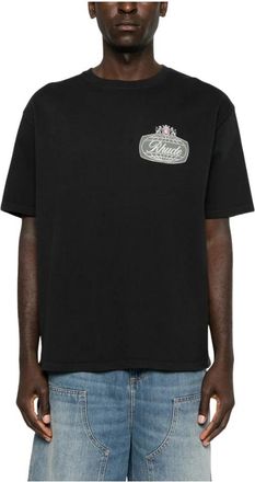 Rhude Logo-print T-shirt - Heren - T-shirts - Zwart - XL - Katoen - Tops