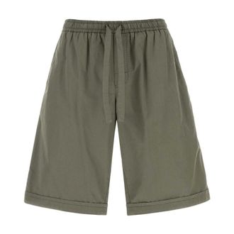 Dolce & Gabbana Casual Shorts, male, Green, Size: 2XL Cotton Poplin Drawstring Bermuda Shorts
