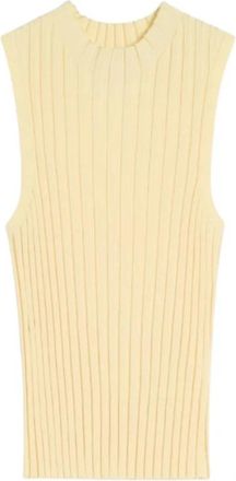 Max Mara Wkdbautta Knit Top - Dames - Ronde hals truien - Geel - M - Truien & Vesten