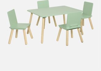 Sweeek Mesa Rectangular Infantil De Madera De Pino, 4 Asientos