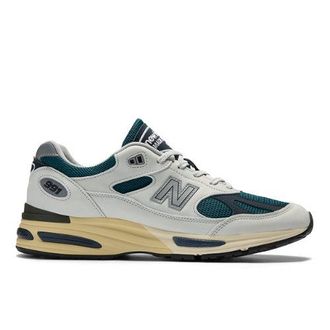 New Balance Unisex Made in UK 991v2 in Grigio/Blu, Pelle Scamosciata/Rete, Taglia 40.5