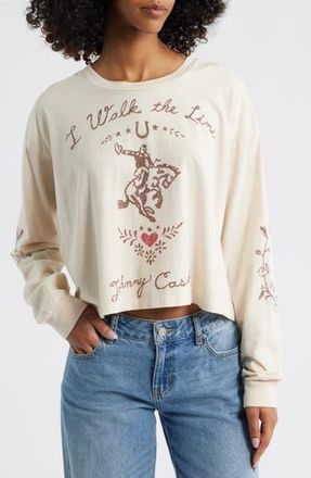 Daydreamer Johnny Cash Walk the Line Cotton Graphic T-Shir in Dirty White at Nordstrom Rack, Size X-Small