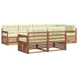 vidaXL Conjunto De Sof&aacute;s De Exterior 7 Uds. Natural Y Crema Vidaxl