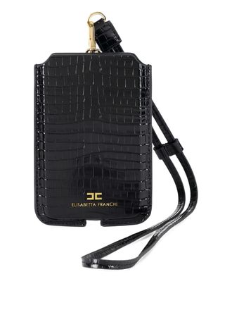 Elisabetta Franchi crocodile-print phone case - Nero