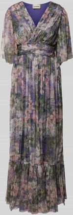 Lace & Beads Abendkleid mit V-Ausschnitt in Lila, Größe XXS