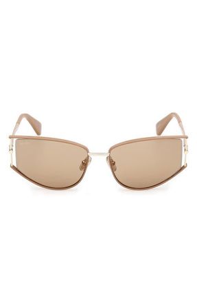 Max Mara Menton 58mm Cat Eye Sunglasses in Pale Gold/Solid Camel/Brown at Nordstrom