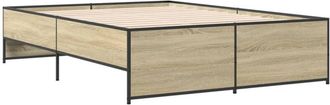 vidaXL Vidaxl - Estructura Cama Madera Ingenier&iacute;a Metal Roble Sonoma 135x190 Cm