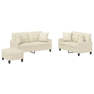 vidaXL Vidaxl - Set Di Divani 3 Pz Con Cuscini Crema In Similpelle