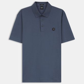 HUGO BOSS Herenpolo Boss C-Parris 01 van gemerceriseerd katoen in blauw