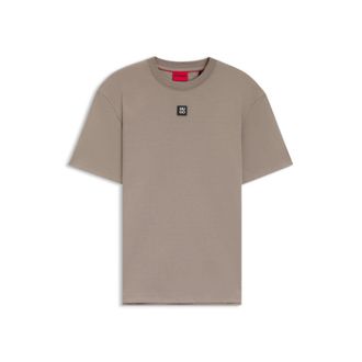HUGO BOSS Interlock-cotton T-shirt with metallic stacked-logo badge