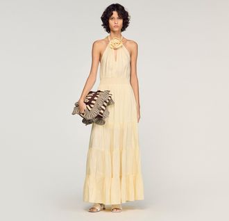 Sandro Floral print linen maxi dress