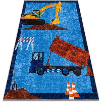 RugsX Rugsx - junior 51827.803 washing carpet Truck, excavator for children anti-slip - blue blue 140x190 cm