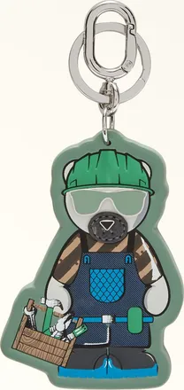 Furla Man Kumaflage Portachiavi Toni Mineral Green Verde Pelle Sintetica Con Stampa Uomo