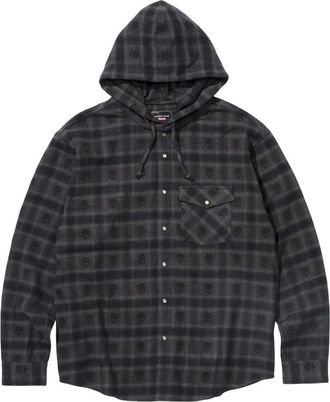 SUPREME FW25 x Number (N)ine Hooded Flannel Shirt Black FW25S22-BLACK