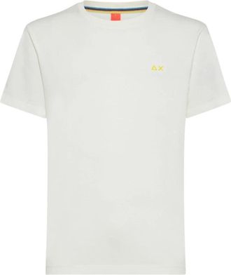 Sun 68 Speciaal Geverfd Katoenen T-shirt - Heren - T-shirts - Wit - S - Katoen - Tops