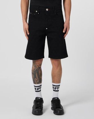 Philipp Plein Formentera Fit Shorts Embroidery Monogram Men in Summernight at Nordstrom, Size 29