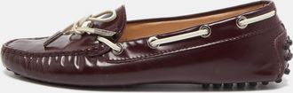 Tod's Tods Burgundy Leather Bow Slip On Loafers