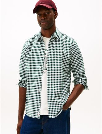 Tommy Hilfiger Mens Regular Fit Gingham Oxford Shirt - Green - L
