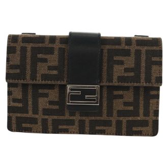 Fendi Baguette Convertible Belt Zucca Canvas Black Canvas Bag (Pre-Owned)