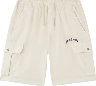 Palm Angels CURVED LOGO LOOSE CARGO SHORTS Size: 50, colour: OFF WHITE