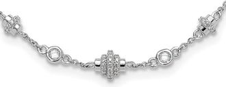 Diamond2Deal Sterling Silver Fancy Cubic Zirconia Necklace 16 with 2 Ext