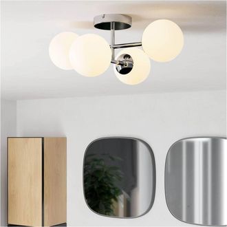 Loops Stylish Modern Chrome LED Ceiling Light for Indoor Bathroom Decor in Metallics