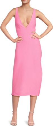 Amanda Uprichard Nelly Solid Midi Sheath Dress In Shocking Pink