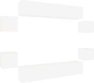 vidaXL Set De Muebles Para Tv 8 Piezas Madera Contrachapada Blanco Vidaxl