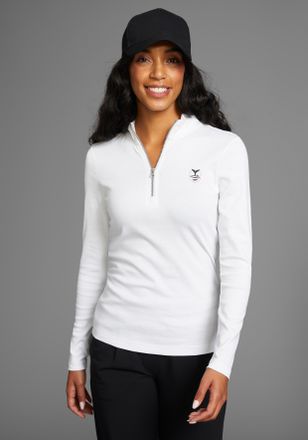 DELMAO Langarmshirt DELMAO, Damen, Gr. 32/34 (XS), weiss (wei&szlig;), Rippware, Obermaterial: 100% Baumwolle, bedruckt, clean, unifarben, sehr figurbetont h&uuml;ftbed