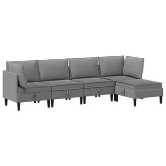 vidaXL Juego De Muebles De Sal&oacute;n 5 Uds. Gris Oscuro Tela Vidaxl