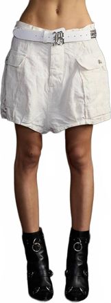 R13 Bubble Crinkle Linen Skort In White