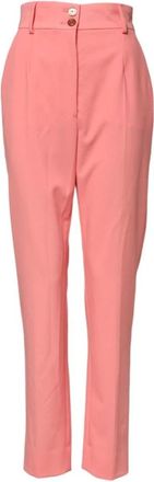 Dolce & Gabbana Hoge Taille Tapered Jurk Broek - Dames - Slim Fit Broeken - Roze - S - Polyester - Broeken