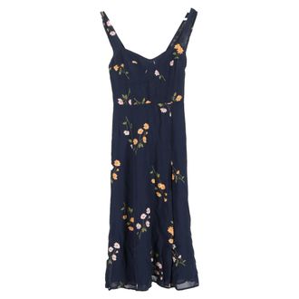 Reformation Fulton midi-jurk met bloemenprint in marineblauwe viscose