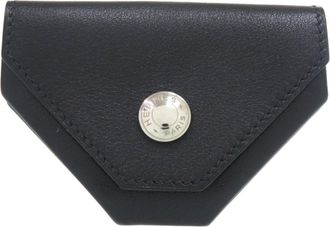 Herm&egrave;s Black Gulliver Leather Coin Purse/Coin Case (Pre-Owned)