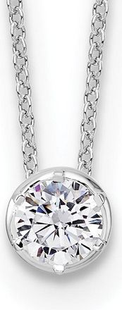 Diamond2Deal 14k White Gold 1/2 Ct Lab Grown Diamond Solitaire Slide Necklace 18 Clarity VS, Color D-E