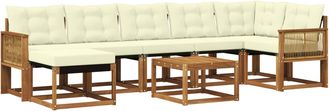 vidaXL Conjunto De Sof&aacute;s De Exterior 8 Uds. Natural Y Crema Vidaxl