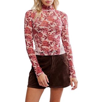 Free People Lyric Floral Lace Top in Pink Combo at Nordstrom Rack, Size X-Large