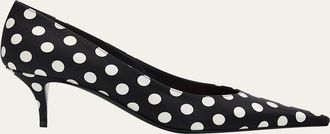 Amina Muaddi 55mm Barbara Polka-Dot Satin Pumps