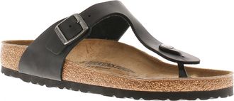 Birkenstock Womens Flat Sandals Gizeh Oiled Leather Buckle Fastening black Leather (archived) - Size UK 5
