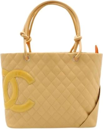 Chanel Pre-owned Tote Bags, female, Beige, Size: ONE SIZE Pre-owned Vintage Shoulder Tote