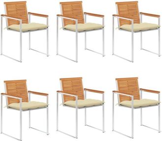 vidaXL Sillas De Jard&iacute;n Y Cojines 6 Unidades Madera Maciza De Acacia Vidaxl