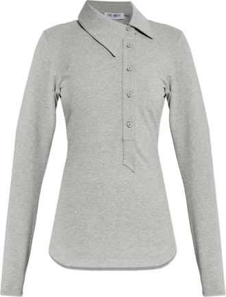 The Attico Asymmetrische Katoenen Top - Dames - Polos - Grijs - L - Katoen - Tops