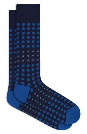 Bugatchi Polka Dot Mercerized Cotton Blend Dress Socks in Navy at Nordstrom