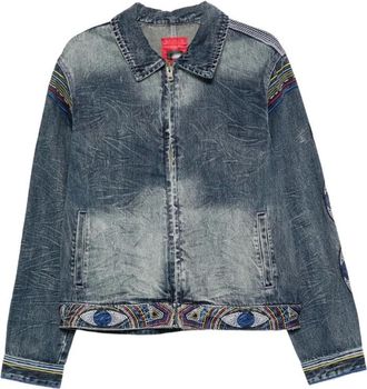 KidSuper Studios Jassen, Heren, Blauw, S, Katoen, Gemstone Eye Embroidery Jean Jacket