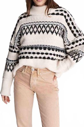 Rag & Bone Willow All Over Fairisle Sweater In Ivory And Black