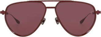 Valentino V-Stud II 59mm Aviator Sunglasses in Bordeaux Bordeaux Bordeaux at Nordstrom Rack