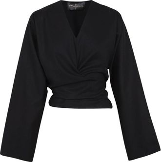 Cortana Oversize Top - Dames - Kimonos - Zwart - L - Wol - Overhemden