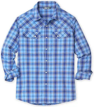 Stio | Mens Eddy Shirt Long Sleeve, Size Extra Extra Extra Large in Larkspur Blue Plaid
